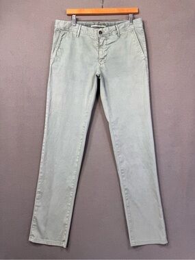 Incotex Men’s Light Sage Green Straight Leg Chinos, Slim Fit Pants, Size 33x32